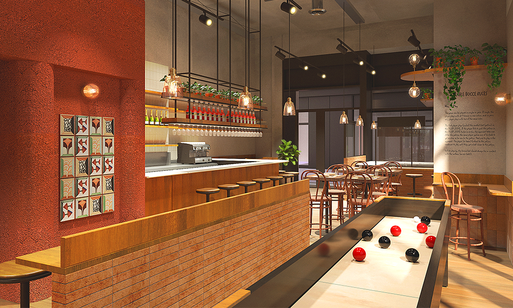 The Wood Wharf restaurant will feature table bocce