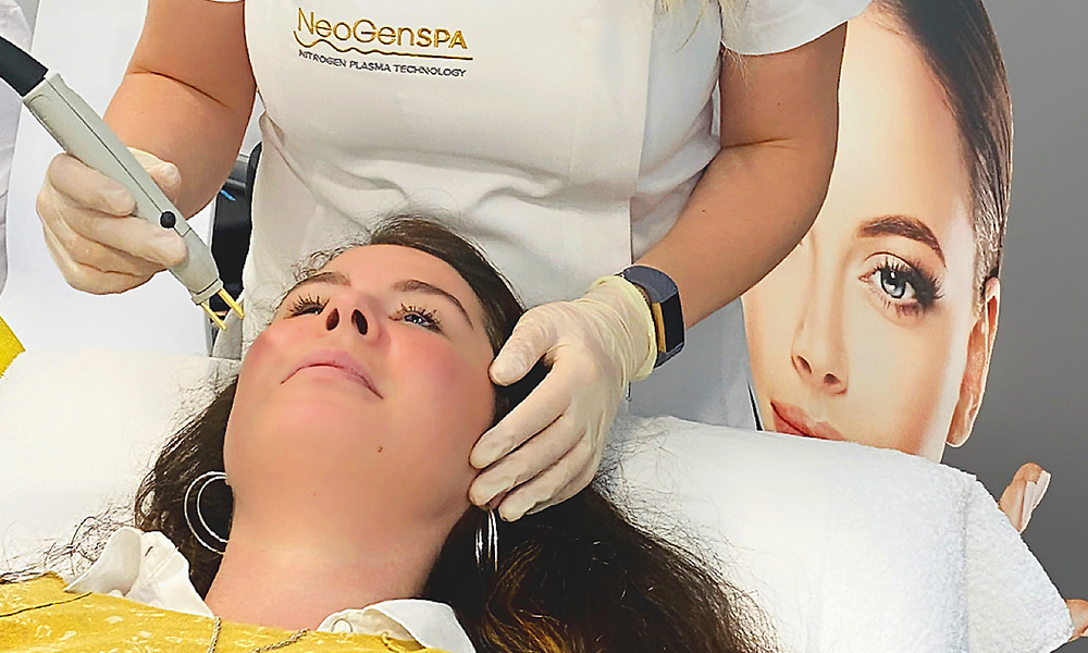 A client having a NeoGen Plasma treatment 