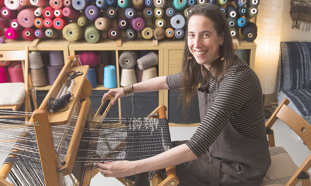 Erna at her loom in Craft Central 