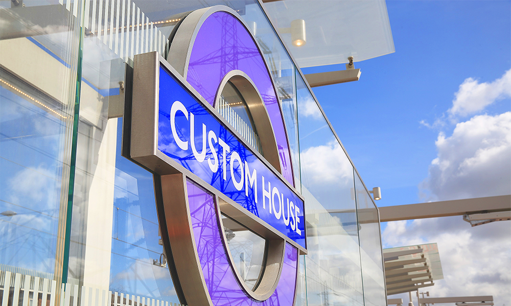 Custom house is about three minutes from Canary Wharf via Crossrail