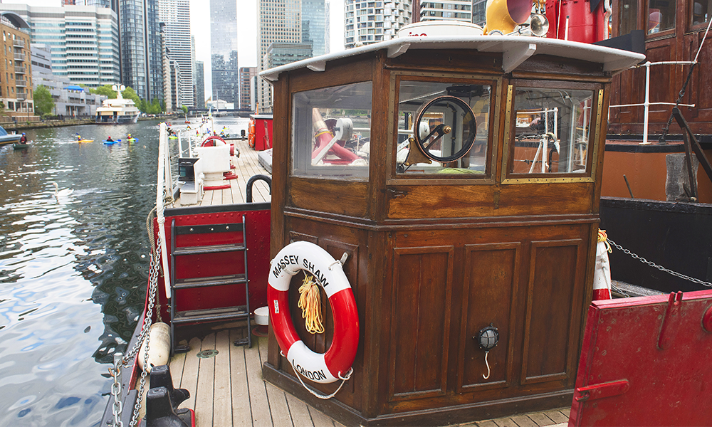 Massey Shaw is currently moored at West India South Dock