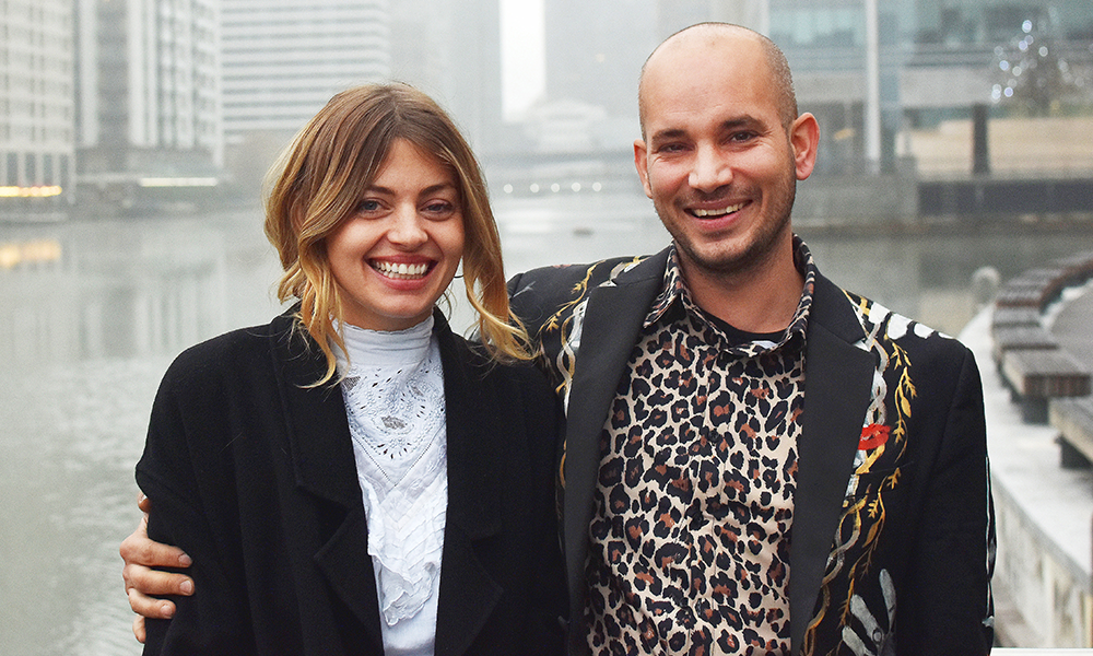 Christabelle Lomas and Samuel Miller at the launch of their book in Canary Wharf 