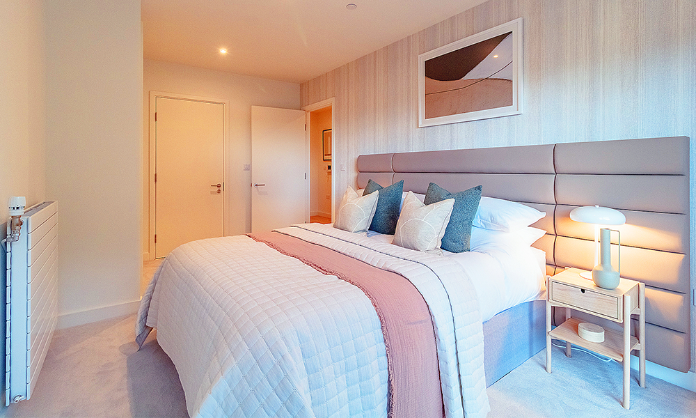 Image shows a show home bedroom at East River Wharf 
