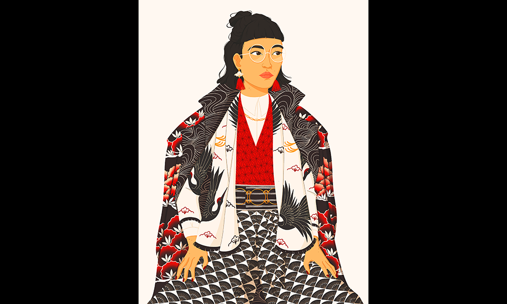 Image shows a picture of a woman in eastern clothing by artist Leah Sams