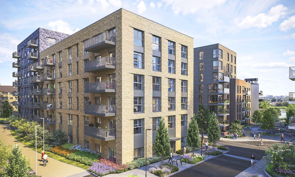 Image shows a computer generated artist's impression of Gadwell Quarter in Woodberry Down