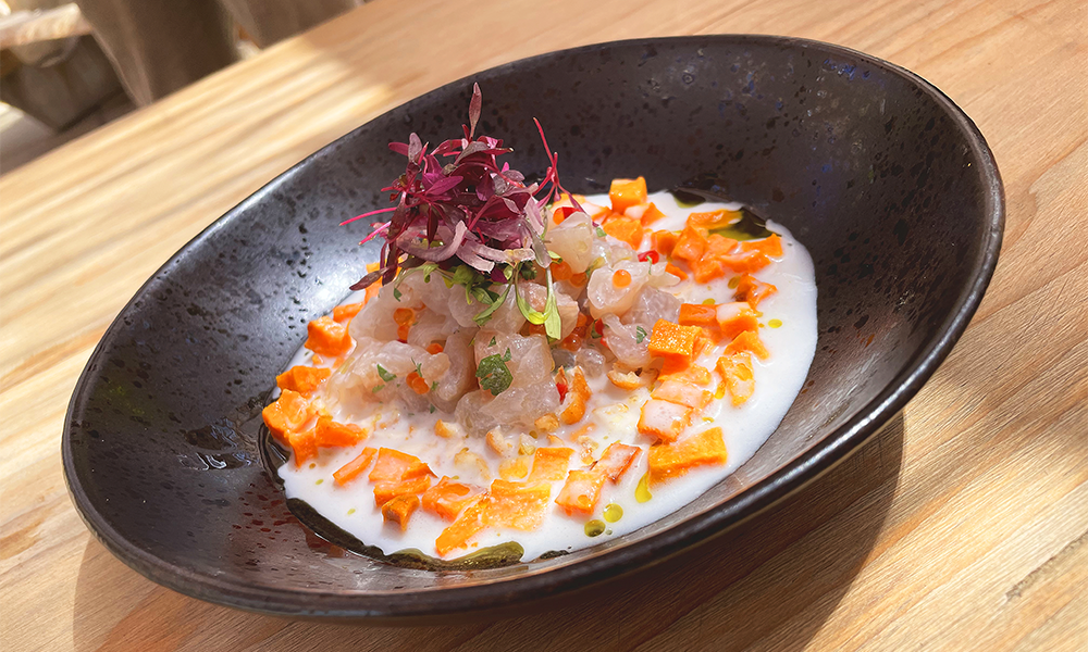 The Pacific Tavern's seabream crudo in coconut milk and lime juice