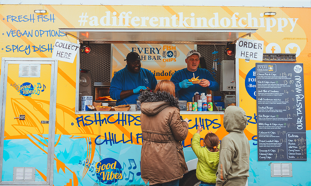 Image shows Every Fish Bar, serving up food at a Woolwich event