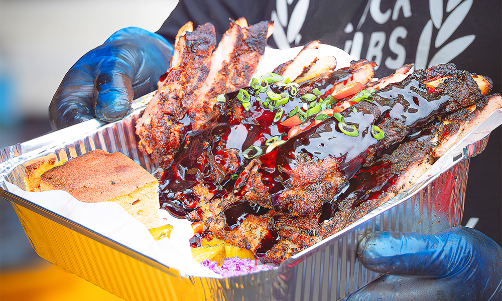 Image shows a tray of ribs from a recent festival in Woolwich