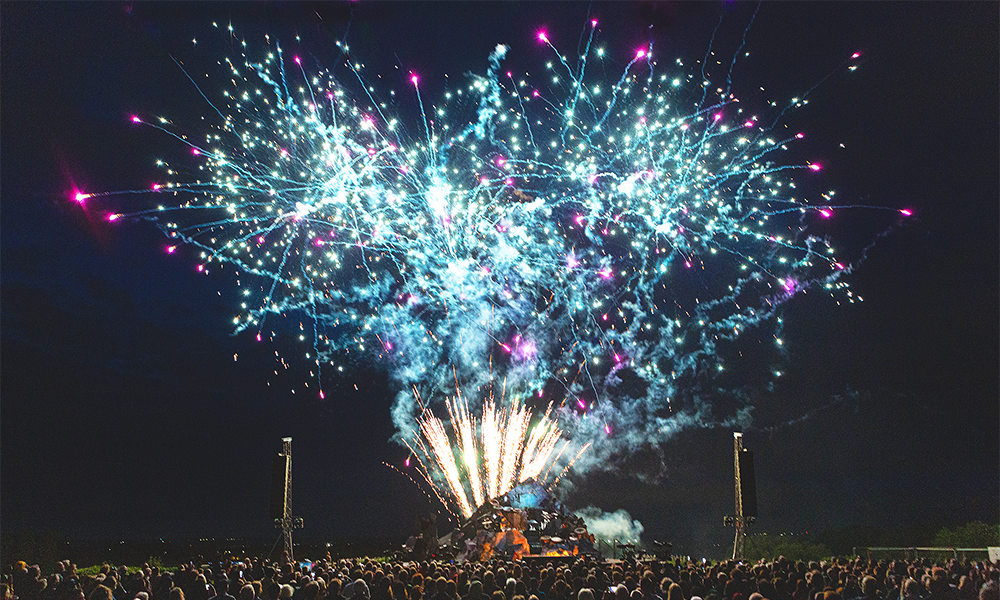 Image shows spectacular fireworks being let off for GDIF production Silence