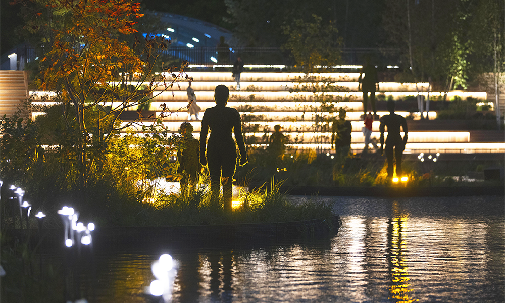 Image shows Eden Dock at night