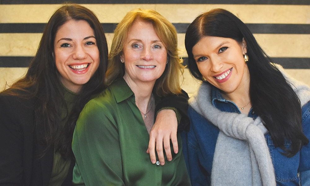 Canary Wharf Female Entrepreneurs co-founders Thaisa Uchoas, left, and Ilona Drob, right, with CWFE ambassador Michelle Buchan, centre