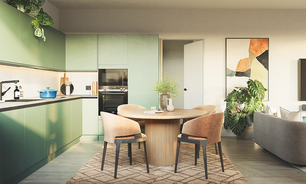 Properties have been designed with distinct colour schemes - image by Peabody New Homes / Lovell 