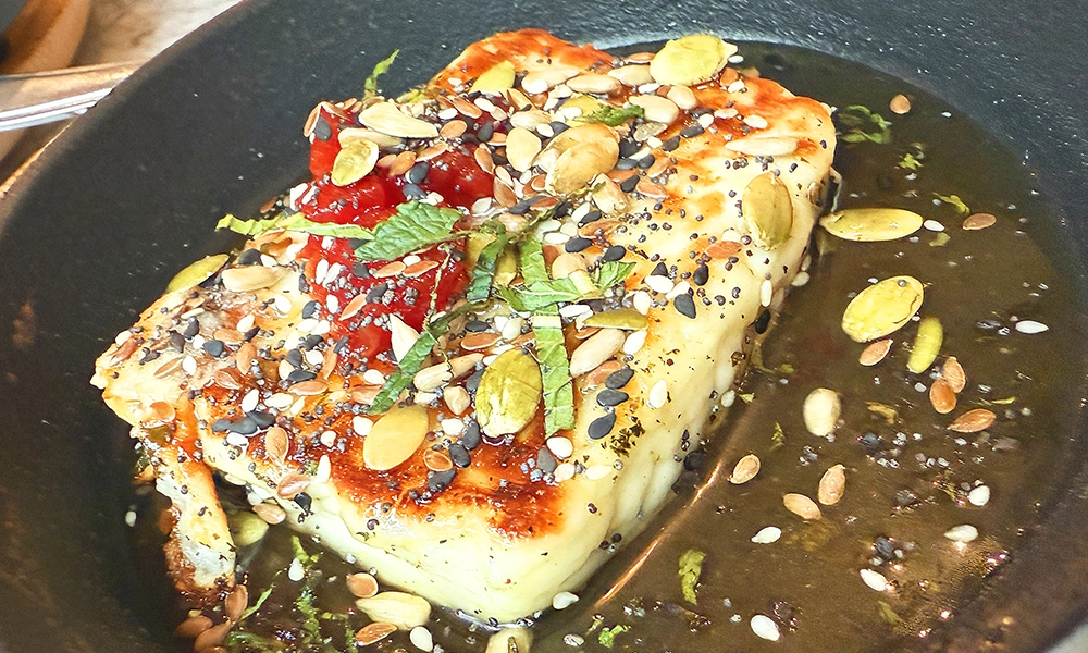 Halloumi and watermelon with seeds at Brother Marcus Canary Wharf - image by Jon Massey