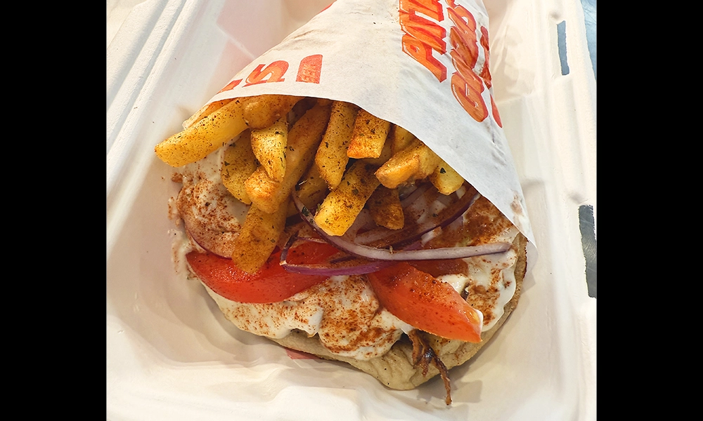 Freshly made pork gyros at Pittagoras - image by Jon Massey