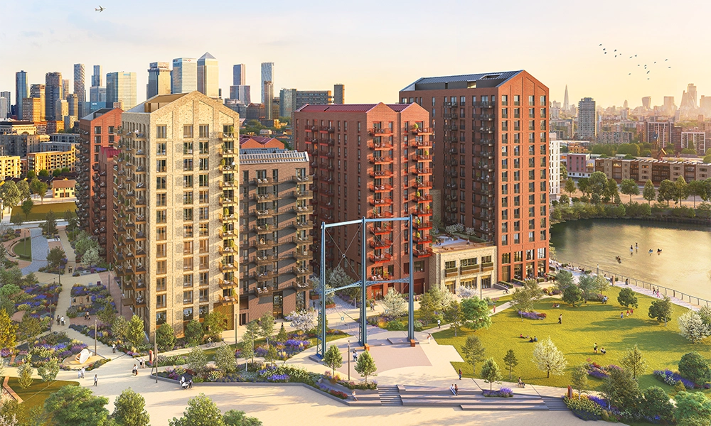 An artist's impression of Heron Wharf - image by Berkeley Group