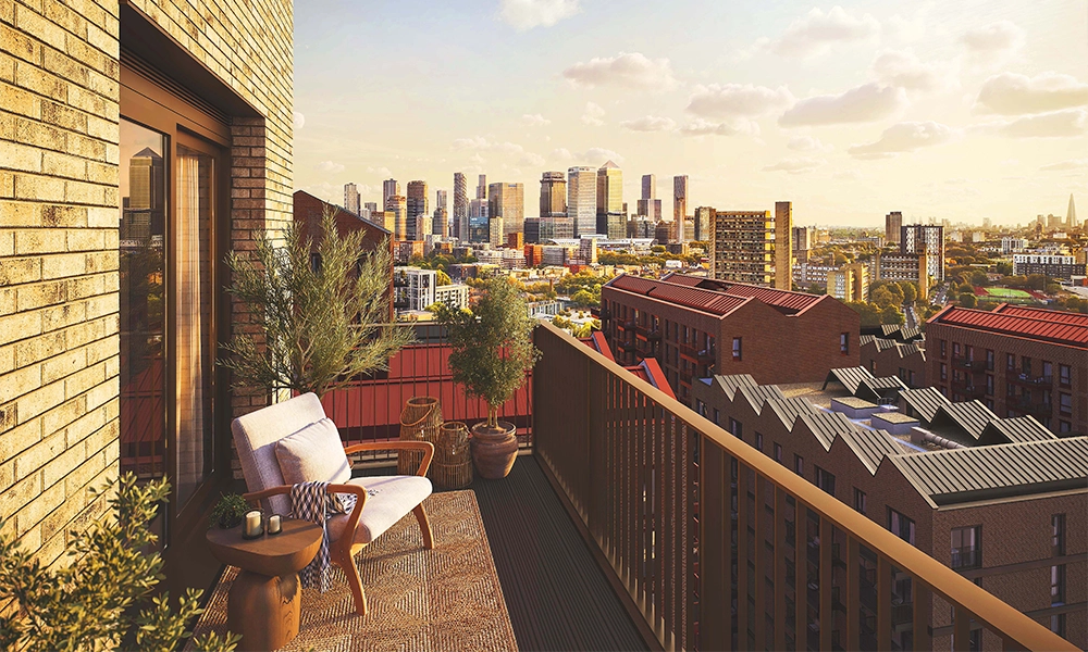 Apartments at The Millhouse come with private balconies - image by Berkeley Group