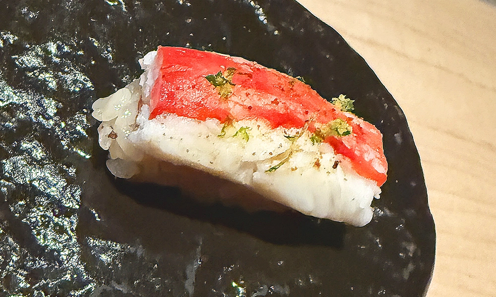 Many of the 12 courses are one or two bites. King crab - image by Jon Massey / Wharf Life
