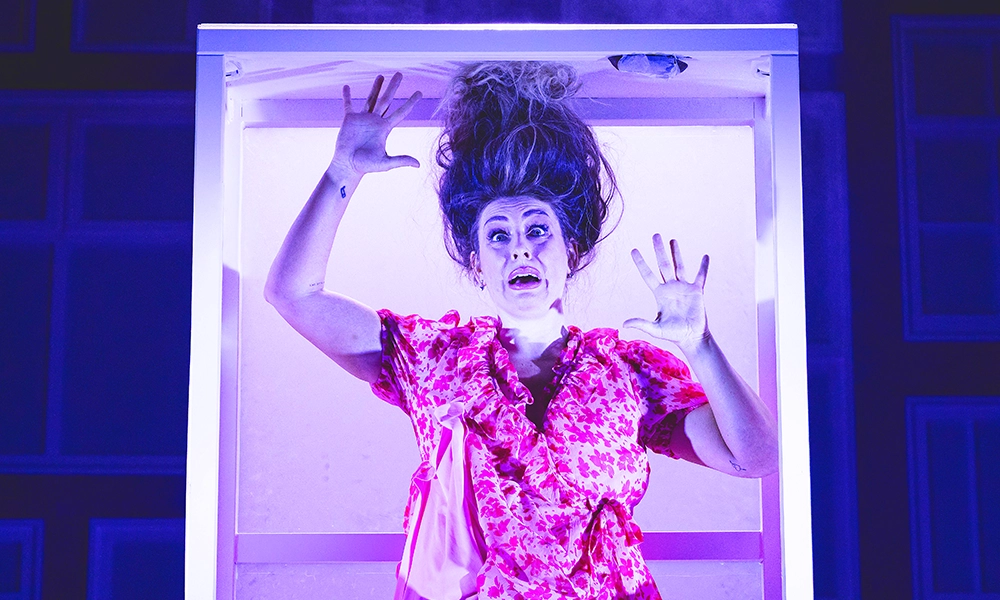 Lucy (played by Jessica) becomes trapped with her turd in Lovestuck - image by Mark Senior