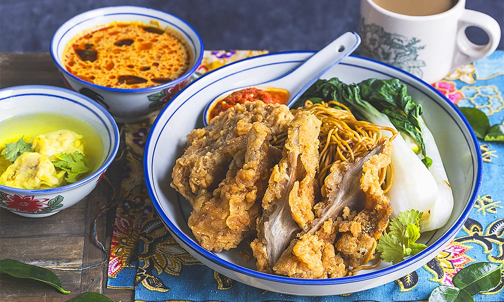 Kolo Mee with Ayam Goreng - image by Ong Lai Kopitiam