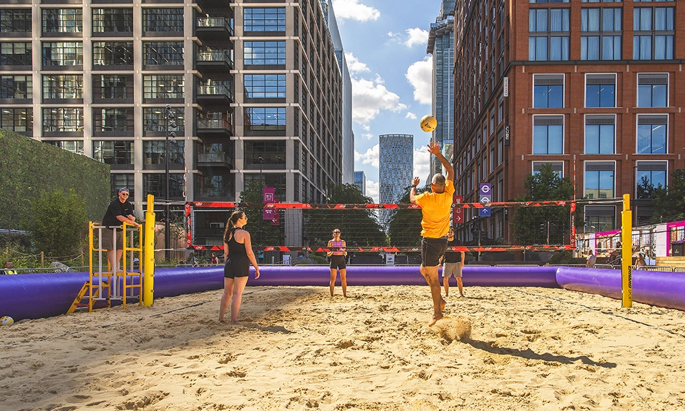 AFK Beach Volleyball will be in place until August 10 - image by Canary Wharf Group