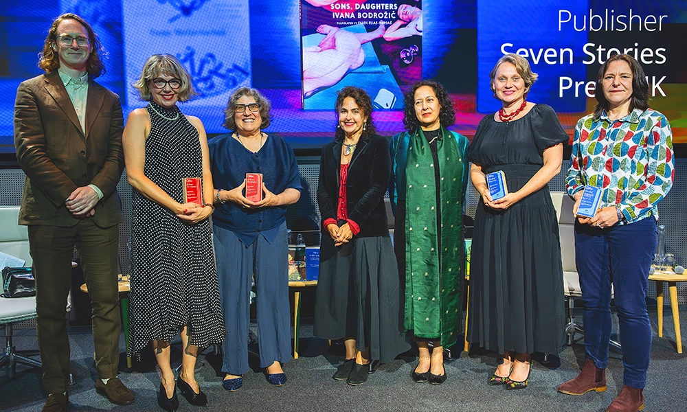 The winners with the judges and fellow finalists at the presentation - images by Ale Di Padova / EBRD