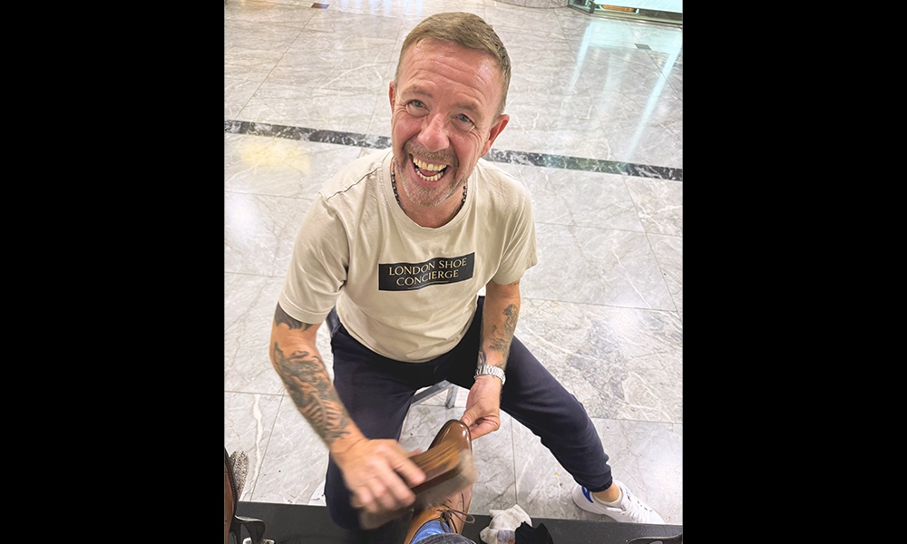 Jock is currently working in partnership with James Shoe Care to run its Cabot Place chairs - image by Jon Massey / Wharf Life