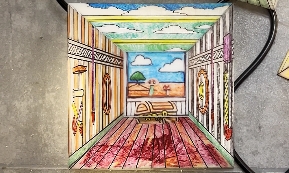 The children's work will form part of the finished cabinet at Cody Dock - image by Zhiyan Cai
