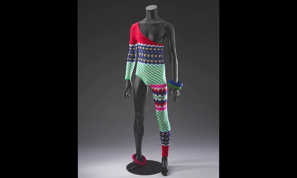 Asymmetric catsuit David Bowie wore as Ziggy Stardust, designed by Kansai Yamamoto in 1973 - image courtesy of the Victoria And Albert Museum