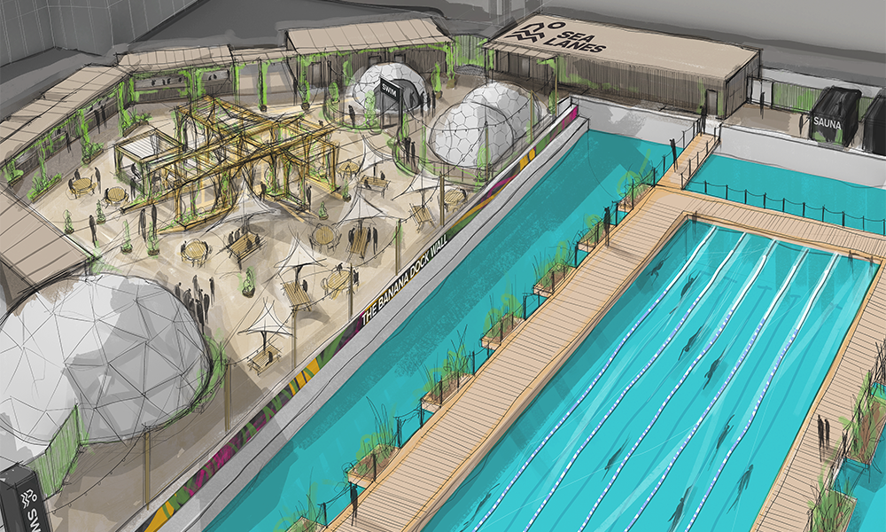 An artist's impression of Sea Lanes Canary Wharf - image by Canary Wharf Group