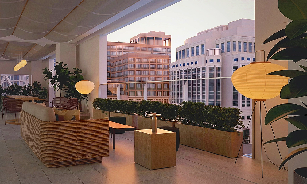 The venue has a capacity of up to 450 guests and includes a huge wraparound terrace - image by Broadwick