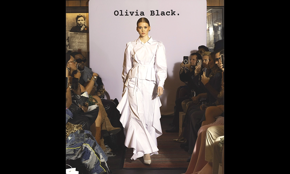Model Sian Hedger walks in Olivia Black's Serendipity show - image by Francesca Stuart-Jones / @francesca_sj