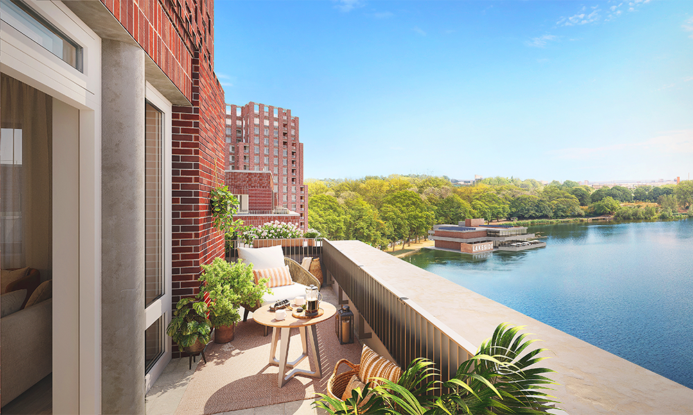 The properties overlook Southmere Lake - image supplied by Peabody