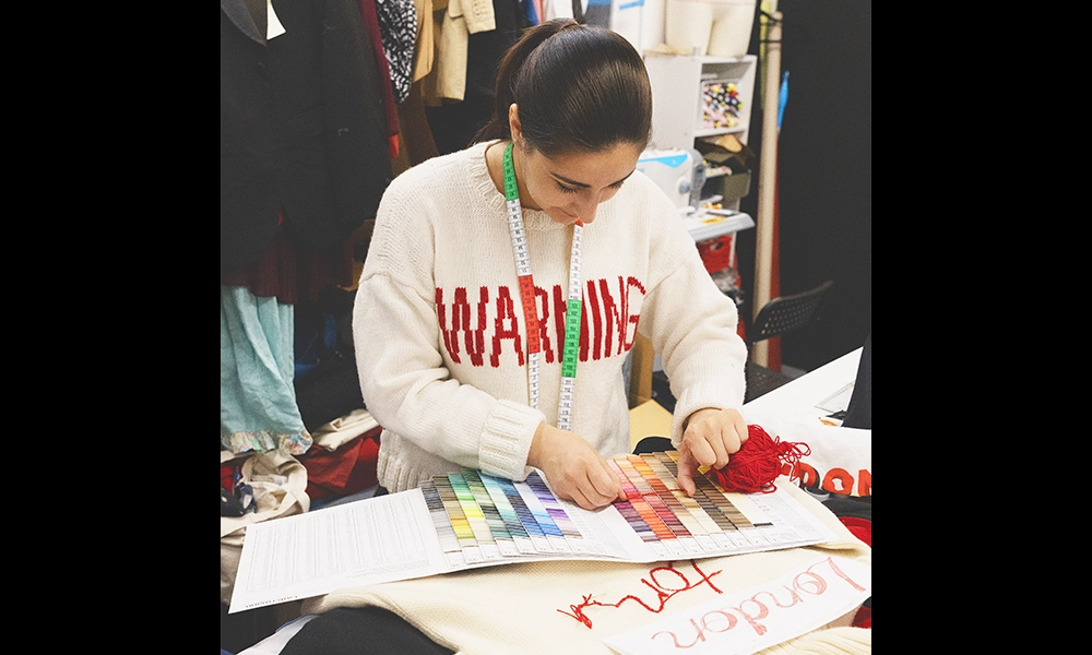 Asya hard at work on a collection for Omniss at the brand’s Hackney Wick Studio. Together with Omnifix, the label will be expanding to Canary Wharf’s Wood Wharf - image by Mike Chaney