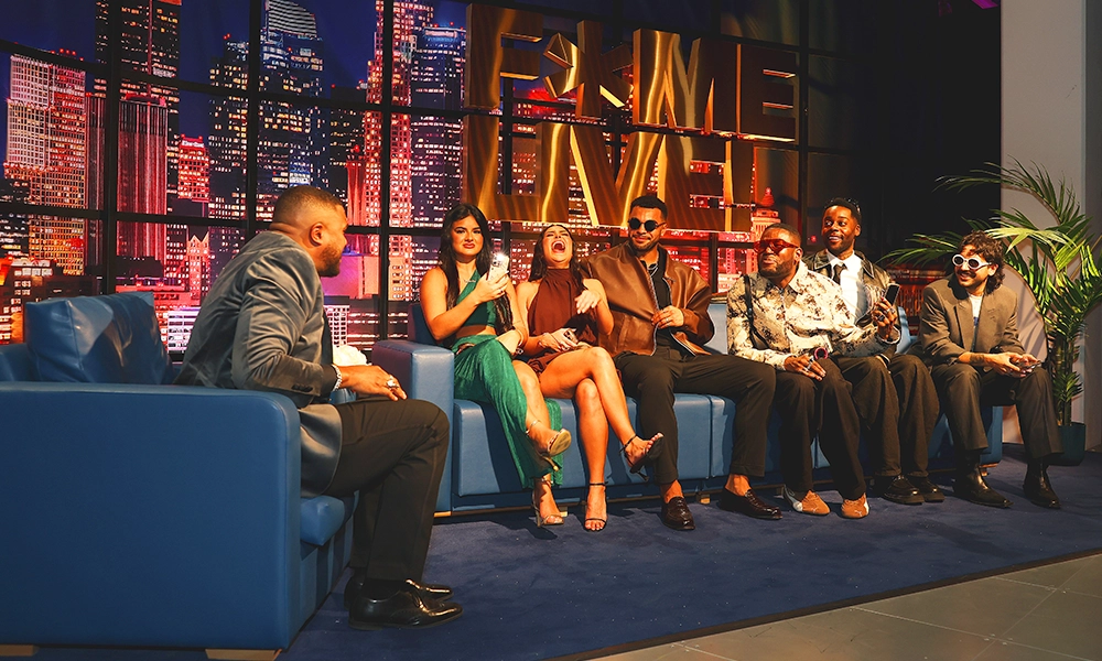 Guests participate in a chat show at Fame Factory - image by Fame Factory