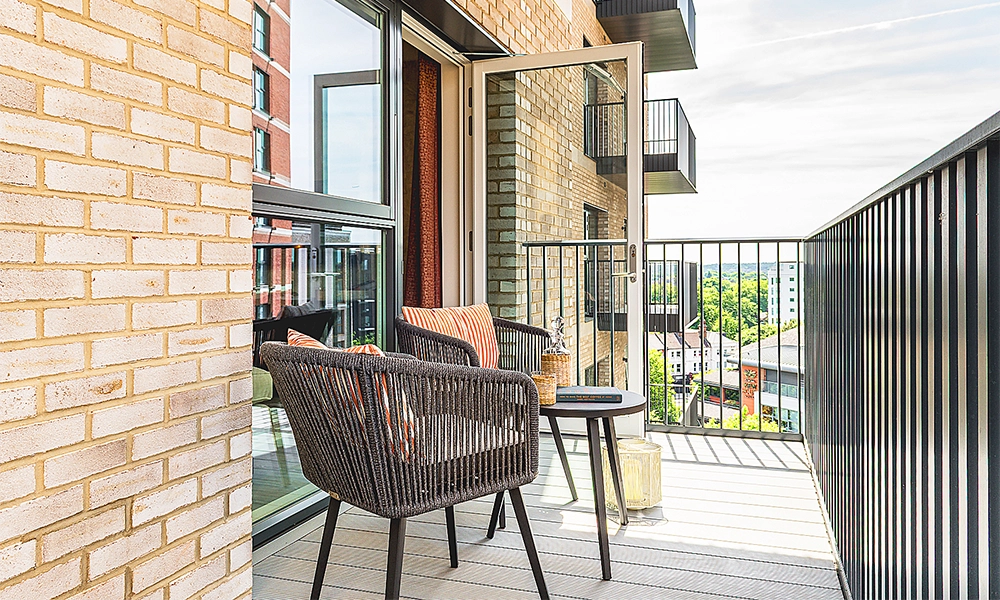 The apartment includes a private balcony - image supplied by The Hill Group