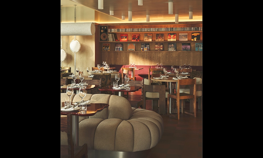 The restaurant features an eclectic mix of interior styles including vintage Turkish vinyl - image by Nora