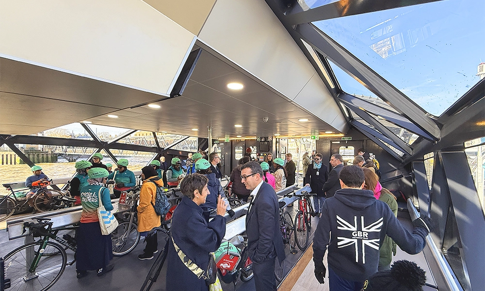 
On board Orbit Clipper's first official crossing of the Thames - image by Jon Massey / Wharf Life