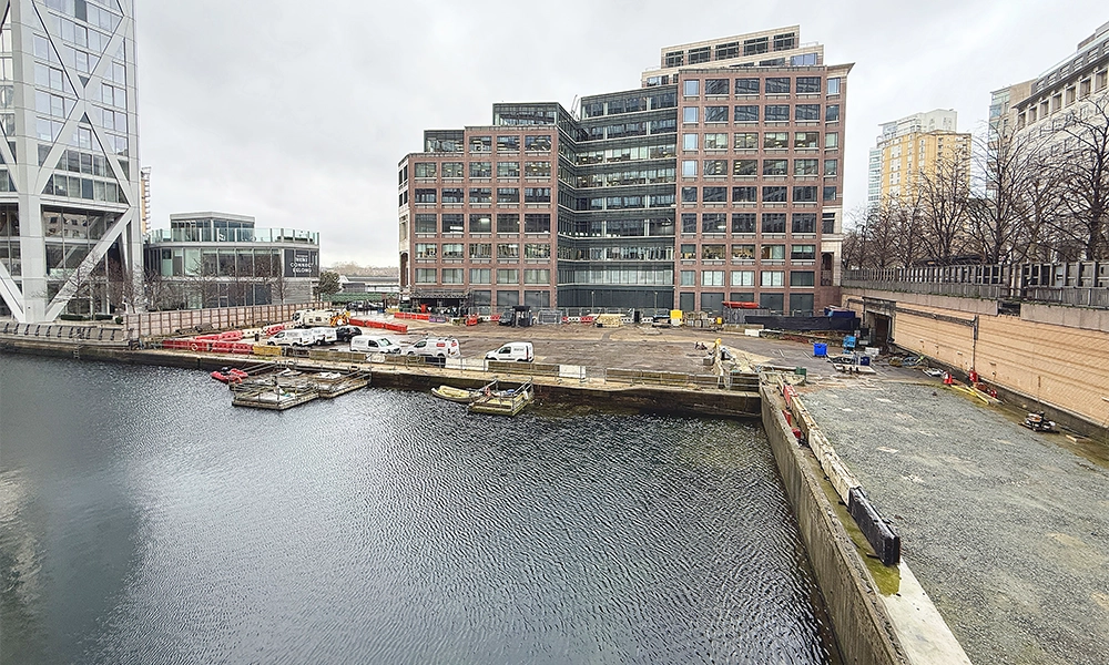The site at the end of Eden Dock that Sea Lanes Canary Wharf will be built on - image by Jon Massey / Wharf Life