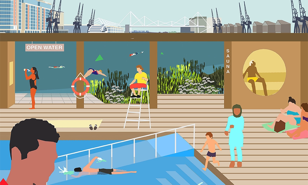 The plans feature a floating lido and sauna facilities - image supplied by RDW
