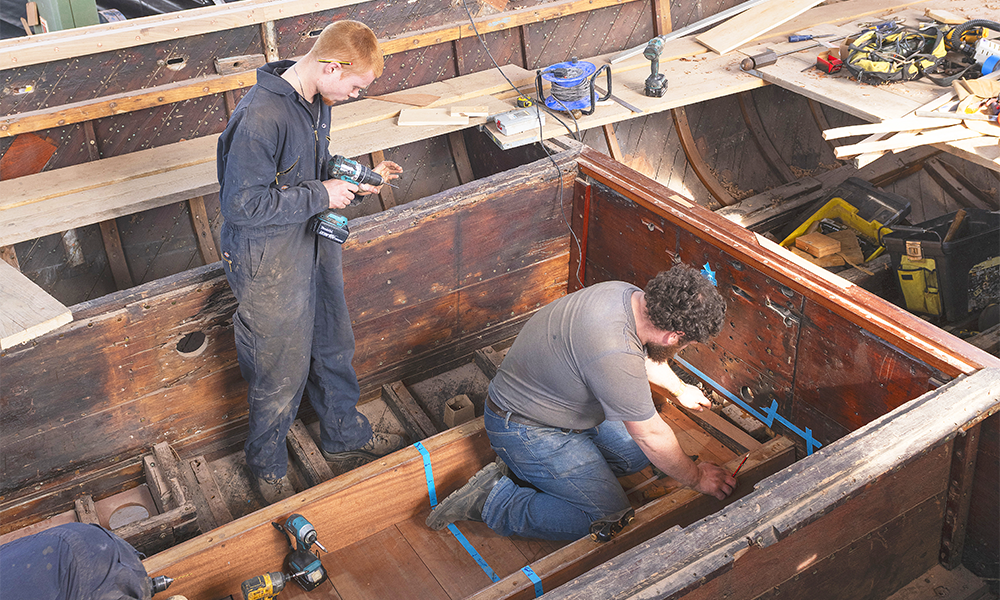 The boat will eventually be used as the roof of Cody Dock's Heritage Pavilion - image by James Perrin