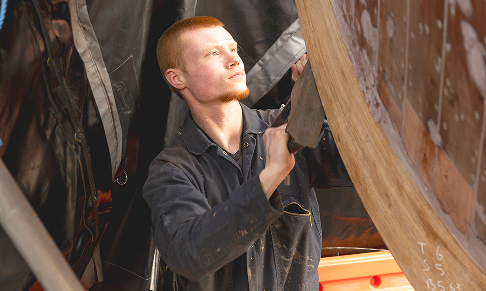 Restoration manager, Tom Myers, has been working on the boat for two years - image by James Perrin