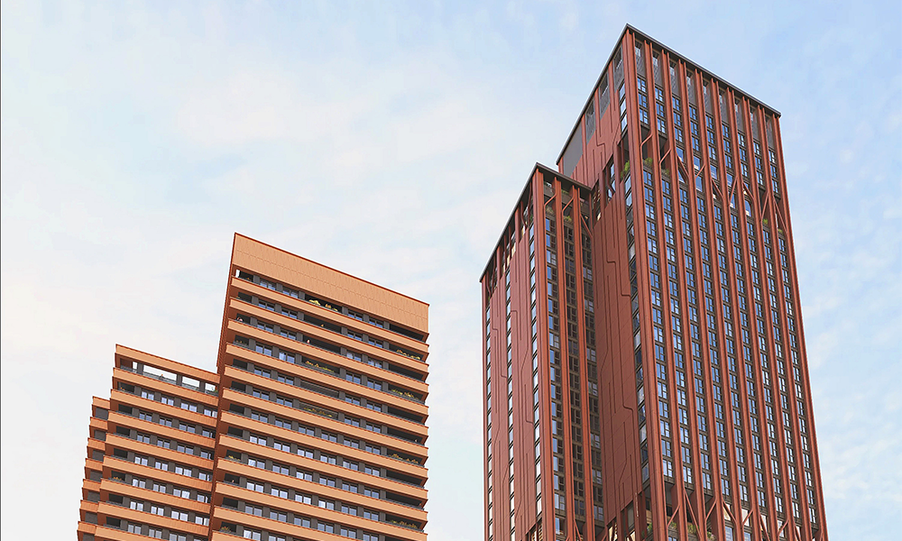 An artist's impression of the two towers that are set to be built on the Mastmaker Court site - image by Fifth State