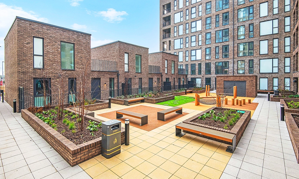 The development features a communal podium garden - image supplied by Hyde New Homes