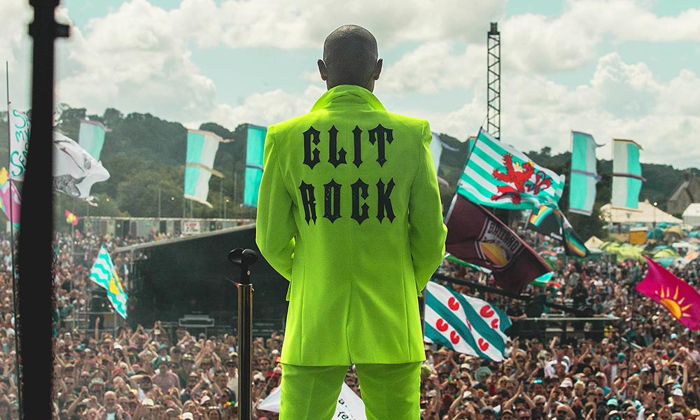 Skin of Skunk Anansie performs at Glastonbury. Her Clit Rock suit can be seen at V&A East Museum - image by Daniel Newman