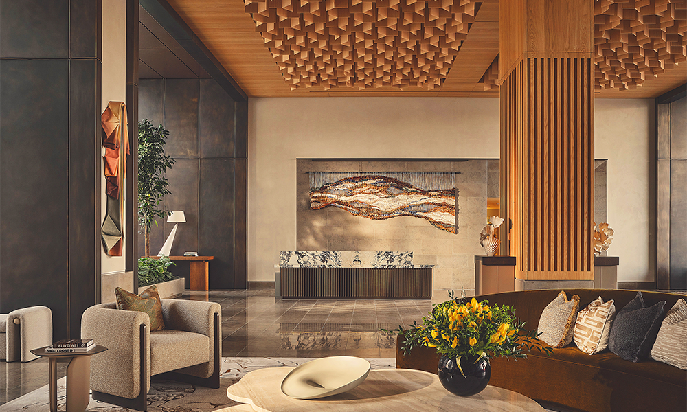 The building's lobby features high ceilings - image by Braeburn Estates