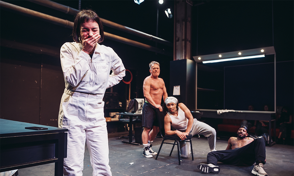 Jessie Mei Li as B, left, with Donny, Kwami Odoom as Trae and and Geoff - image by Alex Brenner