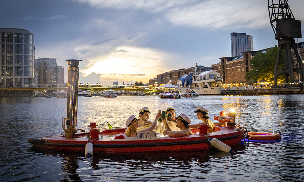 Skuna's Hot Tub Boats have become a familiar sight in Canary Wharf's waterways - image supplied by Skuna