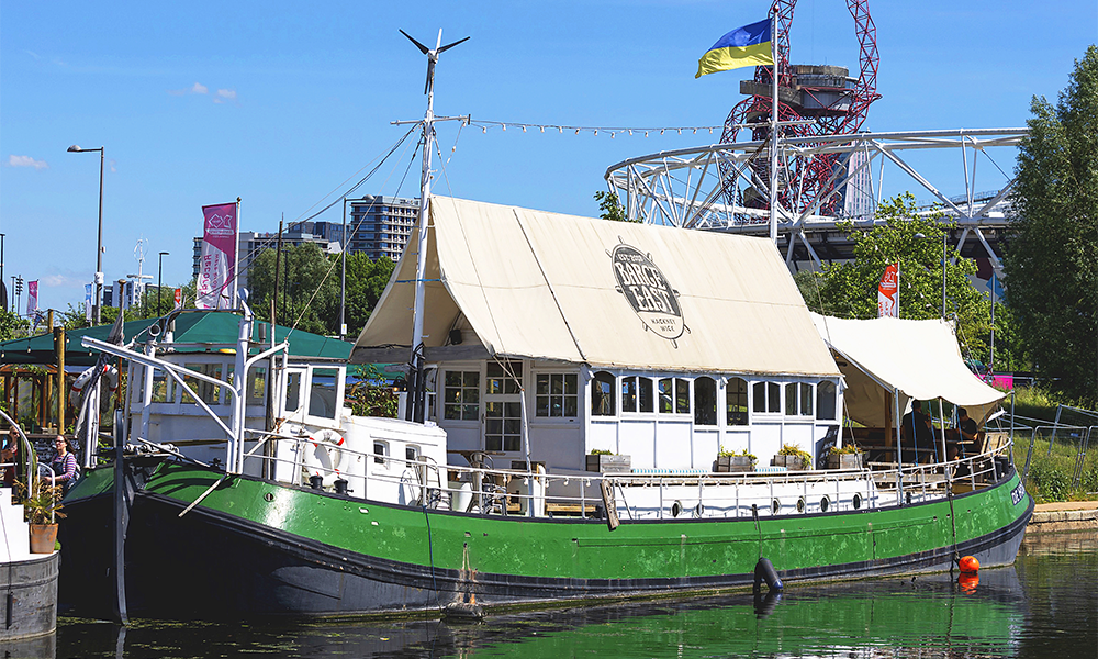 Barge East is located at Sweetwater Mooring on the edge of the Queen Elizabeth Olympic Park - image by Barge East