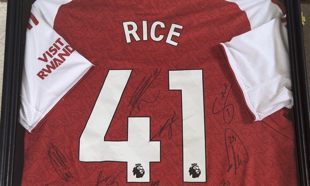 
The Arsenal FC shirt, signed by the Premier League-winning team - image supplied by NASSA