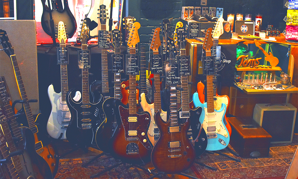 A selection of electrics on sale at Tom's Guitar Shop - image by Jon Massey / Wharf Life